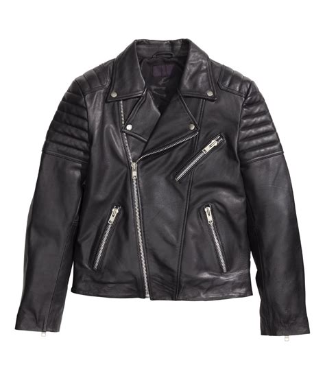  h m black leather jacket